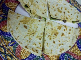 Quesadillas, ready to serve with salsa!